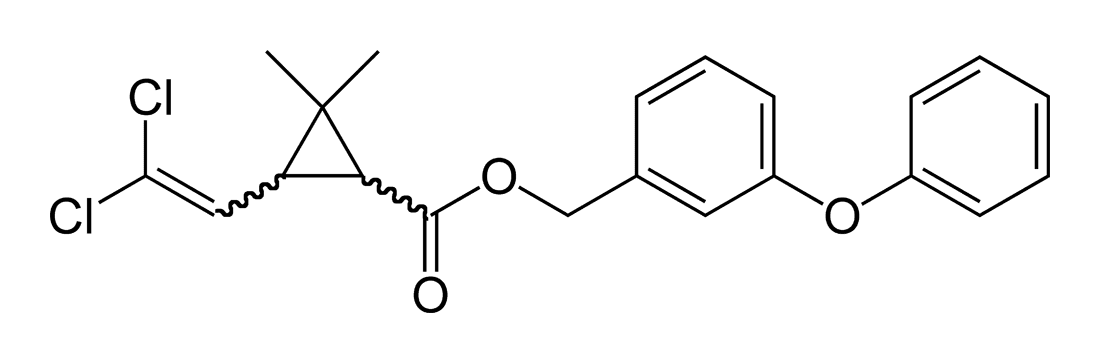 Permethrin-2D-skeletal Molécule de la perméthrine utilisée pour détruire les nids de frelons asiatiques